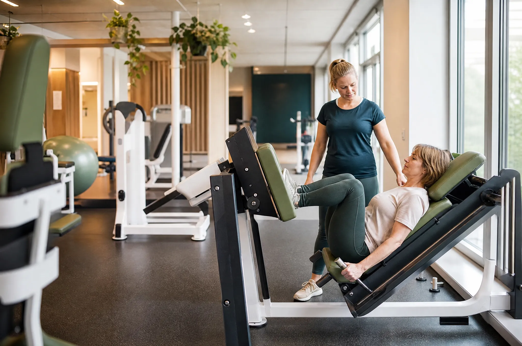 Heller Trainingsbereich mit modernen medizinischen Trainingsgeräten